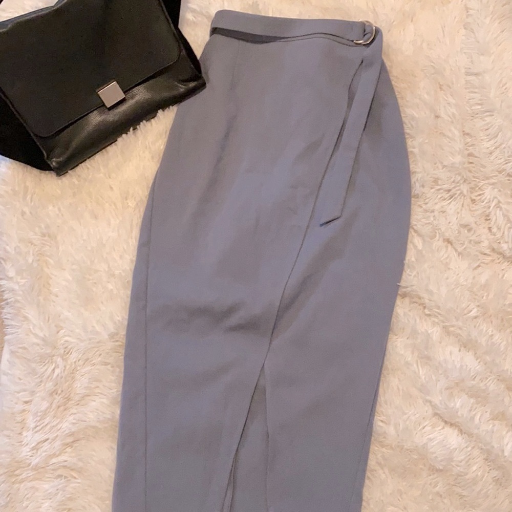 Self-Portrait Light Gray Wrap Pencil Skirt